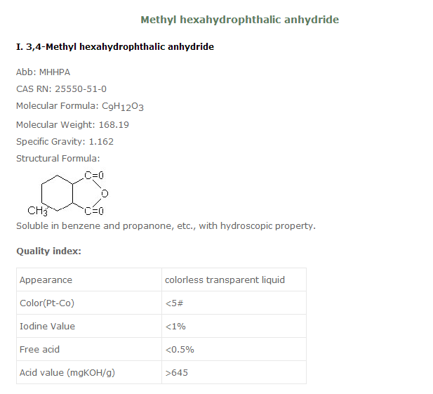 China Methyl hexahydrophthalic anhydride - China Supplier