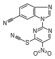 Thiocyanicacid2-(6-cyano-1H-benzimidazol-1-yl)-5-nitro-4-pyrimidinylester